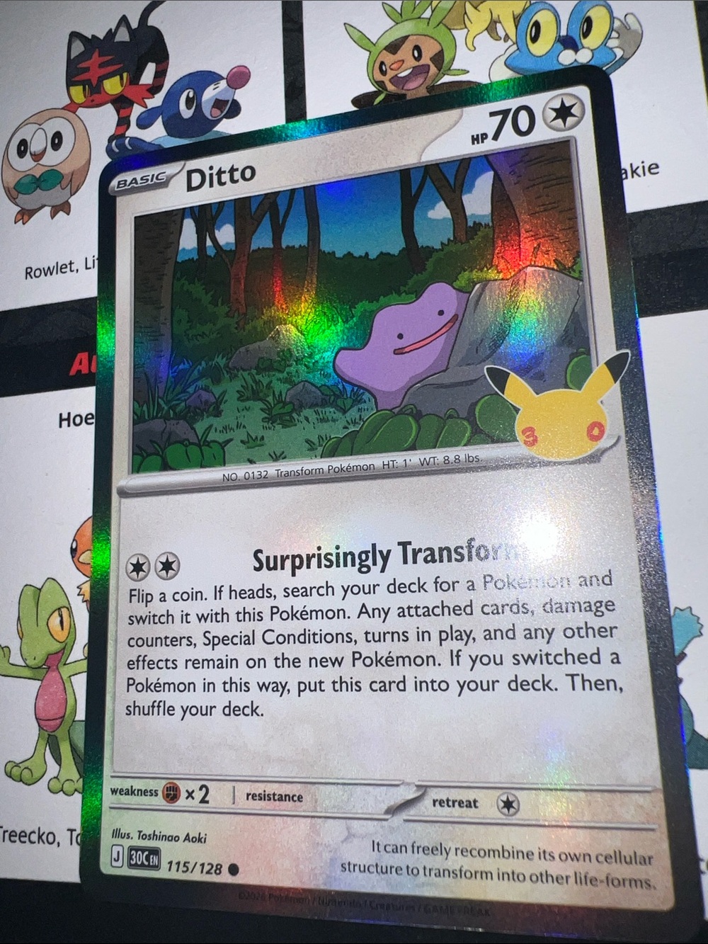 Pokemon Ditto Holofoil Card - Purple, Green, Blue